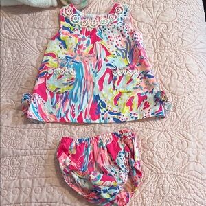 Lilly Pulitzer Pink and Blue Baby Dress Set